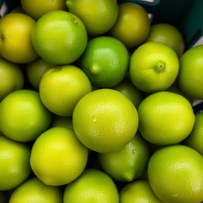 Limões verdes selecionados em close para venda no atacado